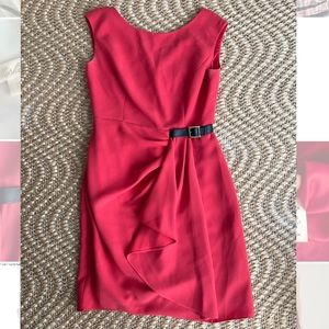 Shoshanna Red Dress with fabulous black buckle detail
